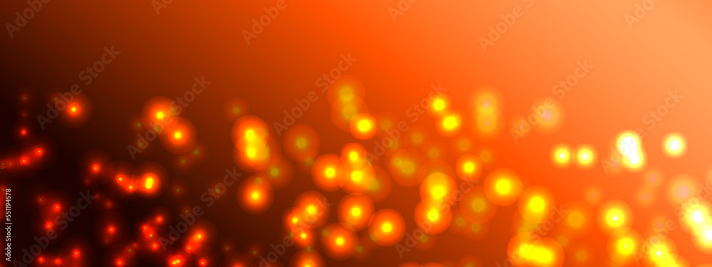 Abstract orange bokeh background. Holiday concept and celebration background. Defocused bokeh blur lights background.