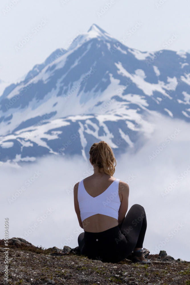 woman looking at mountain