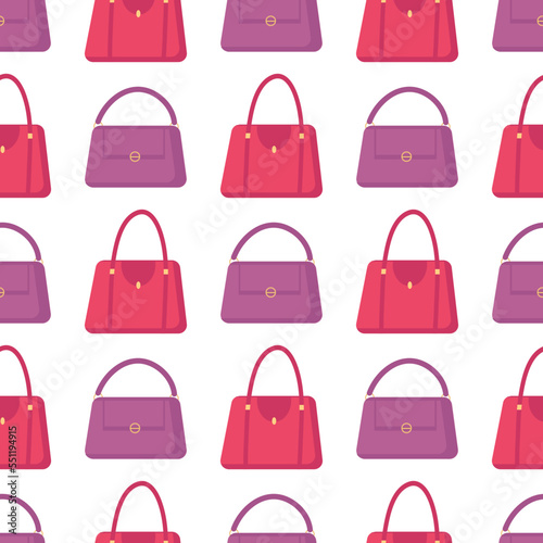 Pink and purple bag pattern on white