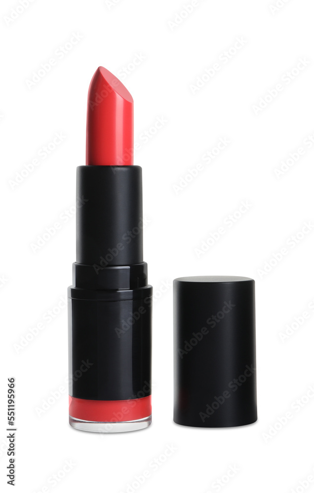Obraz premium Bright lipstick on white background. Professional makeup product