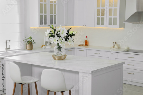 Luxury kitchen interior with new stylish furniture © New Africa
