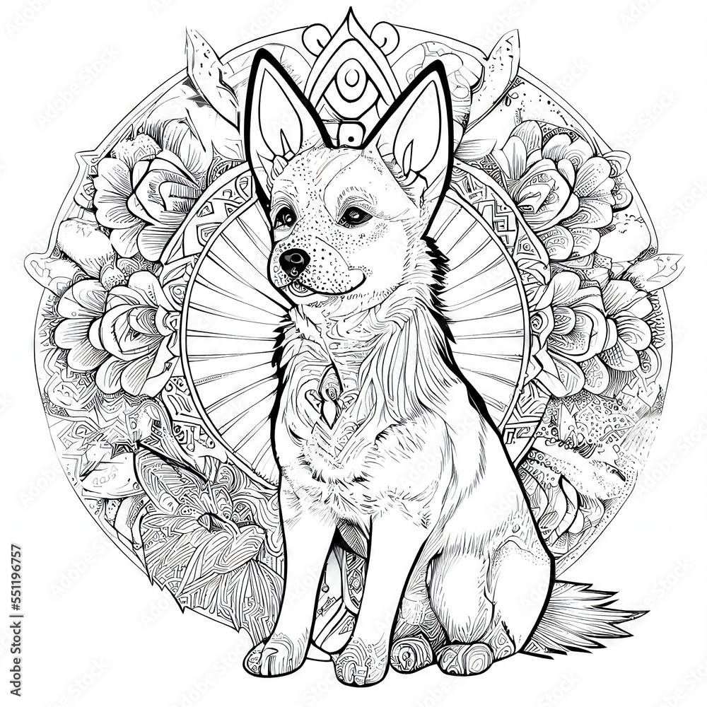 Black and White Animal Mandala Stock Illustration | Adobe Stock