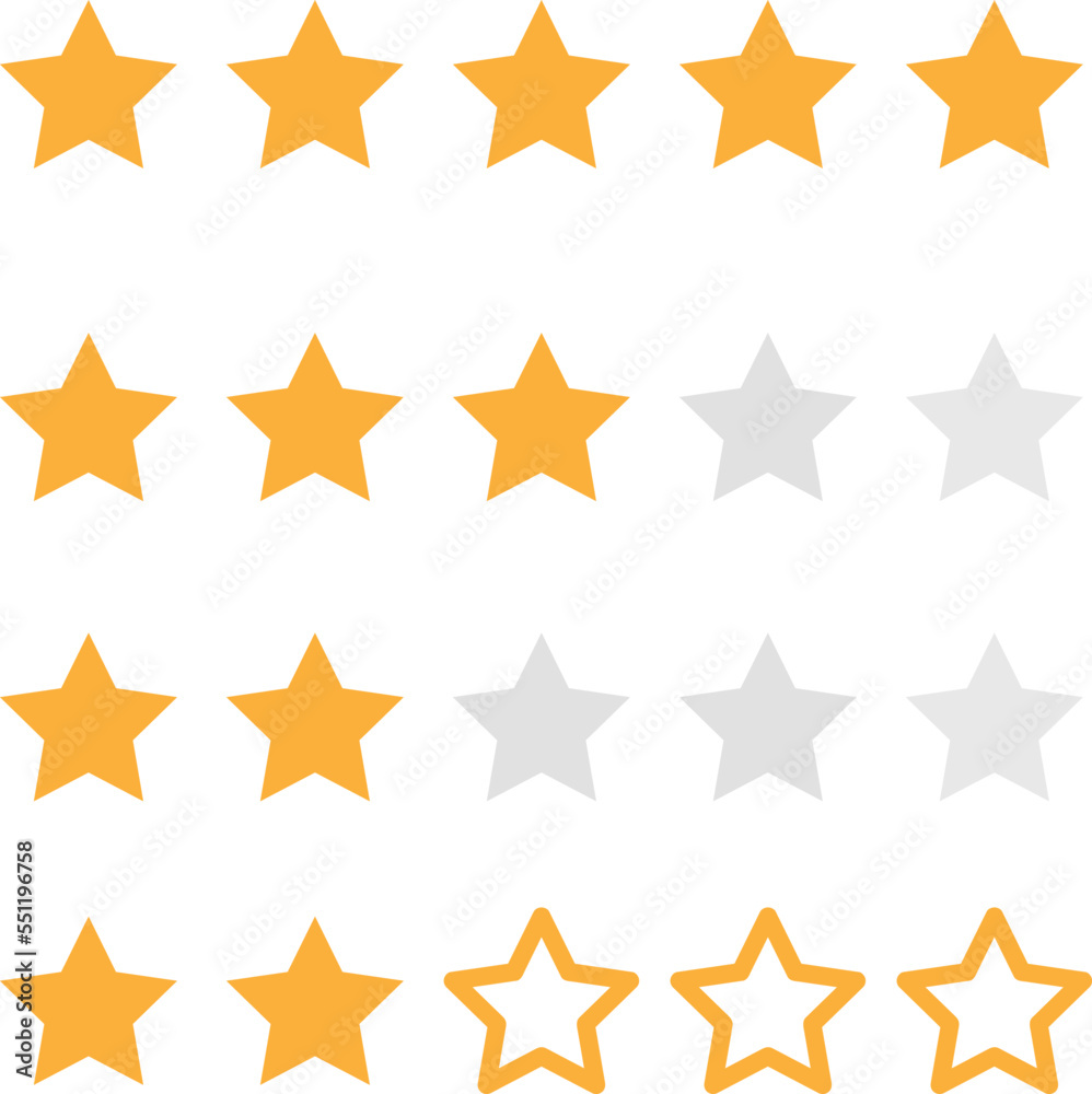 Rating stars vector icon. Five stars customer product rating review flat icon for apps and websites.eps Rating stars vector icon. Five stars customer product rating review flat icon for apps and websites.eps