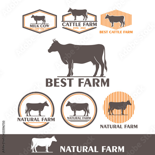 BEST FARM LOGO, sllhouette of great cow standing vector illustrations