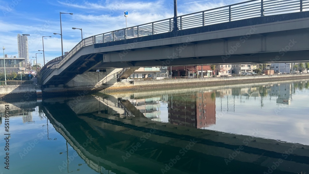 Naklejka premium boat on the river