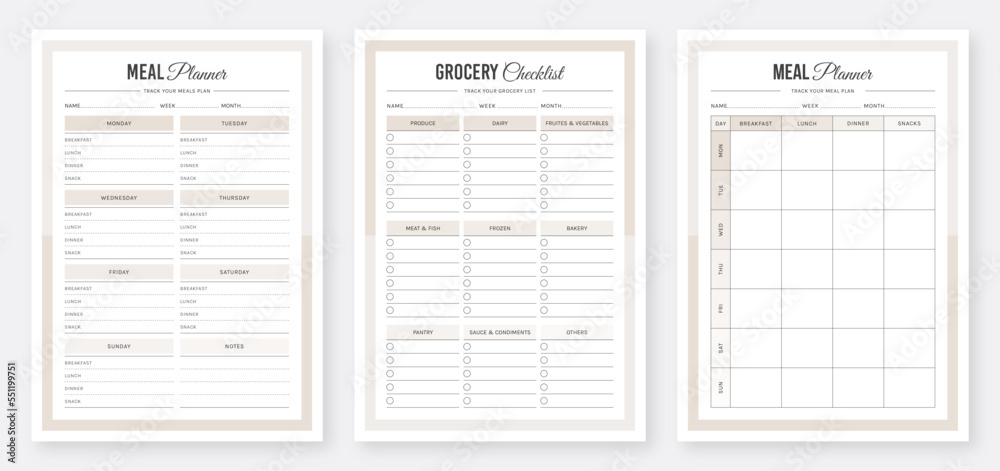 Weekly Meal Planner with Shopping list, A4 Size Meal planner, Printable