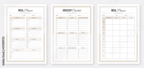 Weekly Meal Planner with Shopping list, A4 Size Meal planner, Printable Weekly Meal Planner template, Daily Meal Planner, Meal Planner with Grocery List, Organizer & Schedule Planner, 