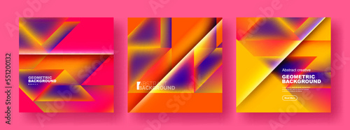 Set of abstract backgrounds - overlapping triangles with fluid gradients design. Collection of covers, templates, flyers, placards, brochures, banners