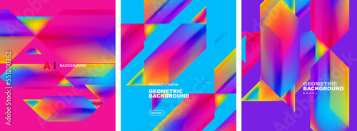 Set of abstract backgrounds. Overlapping geometric elements composition. Vector Illustration For Wallpaper, Banner, Background, Card, Book Illustration, landing page