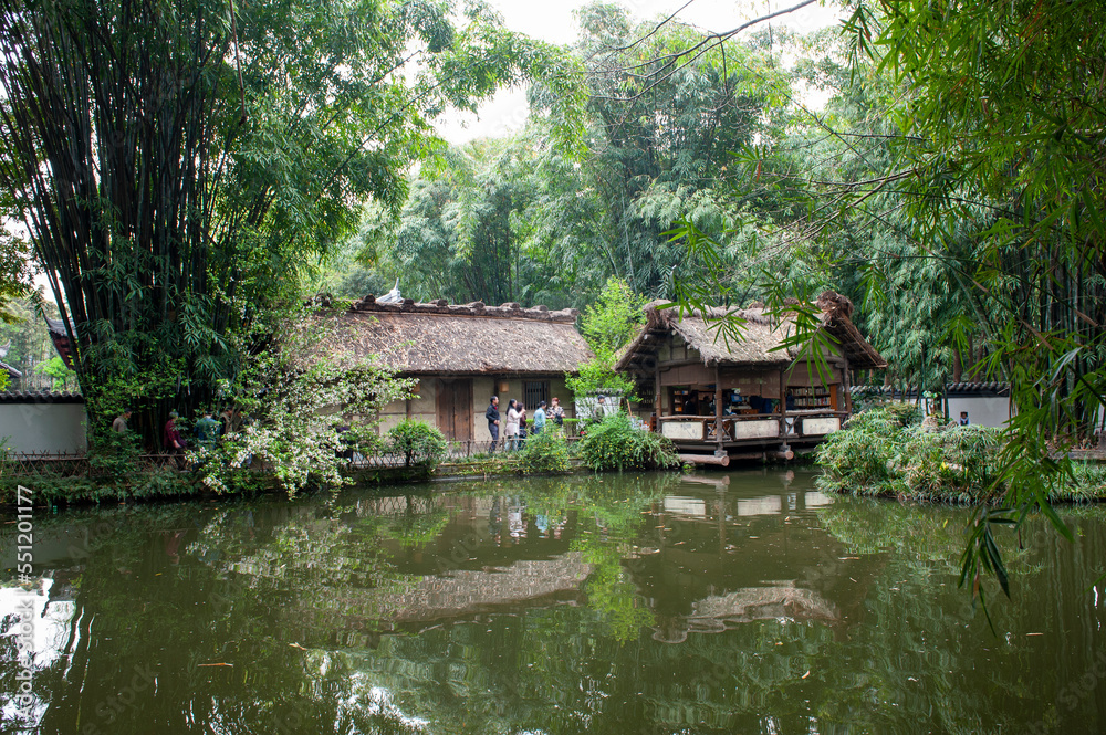 Du Fu Thatched Cottage, the former residence of The Chinese Tang Dynasty poet Du Fu in Chengdu, Sichuan province, is a national key cultural relic and a famous tourist attraction.