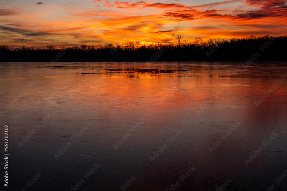 Morning Twilight over Icy Lake