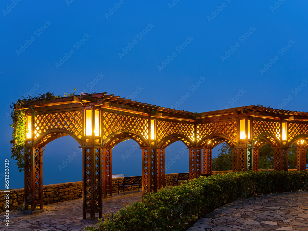 Night view of the Pavilion of sunmoon lake