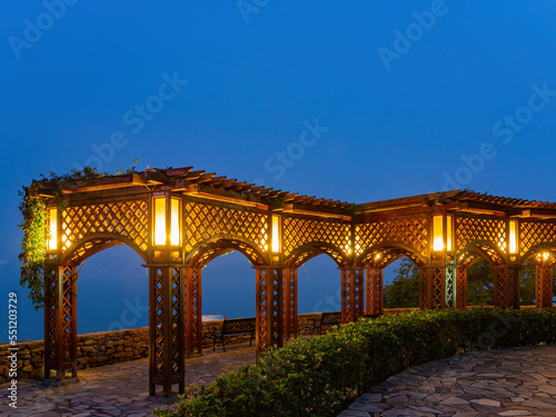 Night view of the Pavilion of sunmoon lake