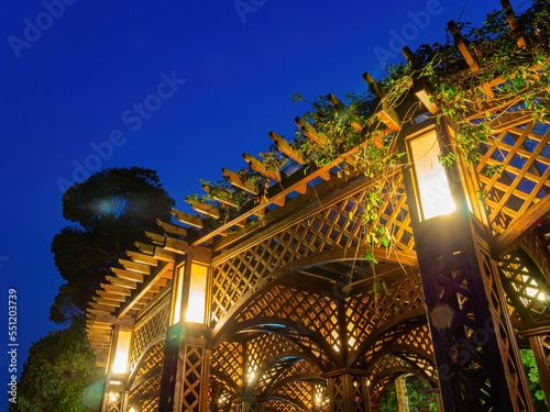 Night view of the Pavilion of sunmoon lake photo