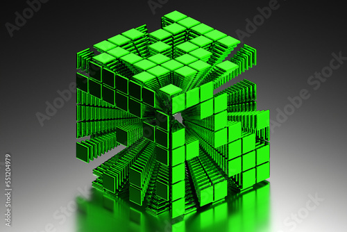 3d blender abstract random cube metal