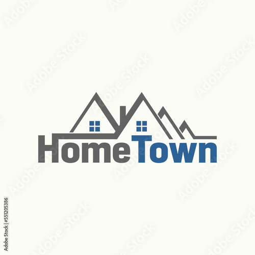 Letter or word HOME TOWN sans serif font with five roof house window chimney creative premium image graphic icon logo design abstract concept free vector stock. Related to typography or property
