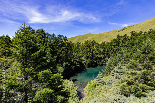 Sunny landscape of the Taiwan Pond of Hehuanshan mountain