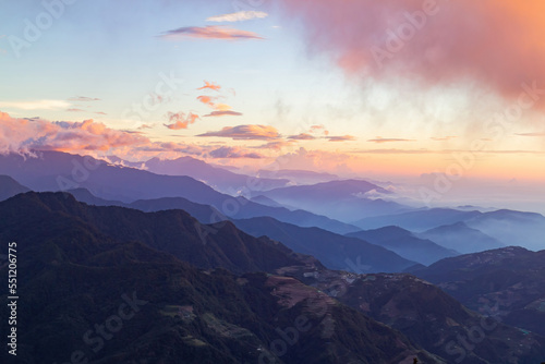 Sunset landscape of the Hehuanshan mountain