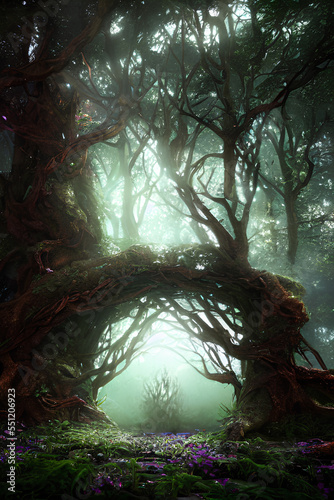 MYSTIC FAIRY FOREST WITH GLOWING PORTAL ARCH © Kaos