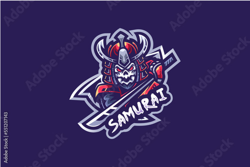 Samurai mascot logo  a samurai swordsman with his katana