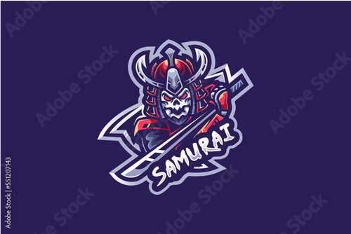 Samurai mascot logo, a samurai swordsman with his katana