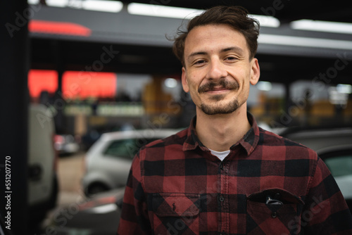 Bild auf Leinwand portrait of one adult caucasian man modern male with mustaches