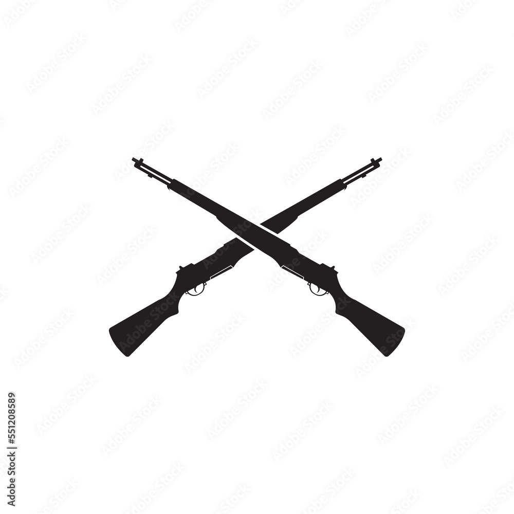 Crossed M1 Garand Rifles And Famous Rifle Weapon Wwii Vector Design