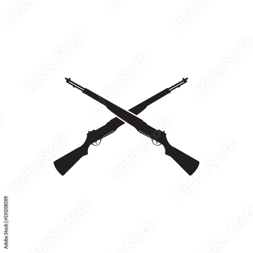 Crossed M1 Garand rifles and Famous rifle weapon WWII vector design photo