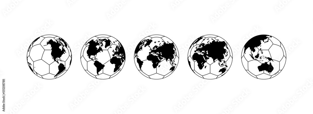 World Map on the Foot Ball Silhouette for Icon, Symbol, Pictogram, Sport News, Art Illustration, Apps, Website or Graphic Design Element. Vector Illustration World Map on the Foot Ball Silhouette for Icon, Symbol, Pictogram, Sport News, Art Illustration, Apps, Website or Graphic Design Element. Vector Illustration