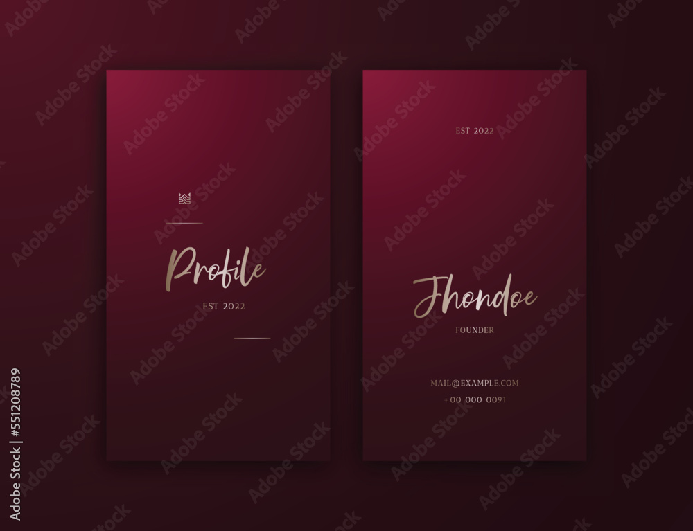 Fototapeta premium Red Gold Luxury Vertical Business Card Template