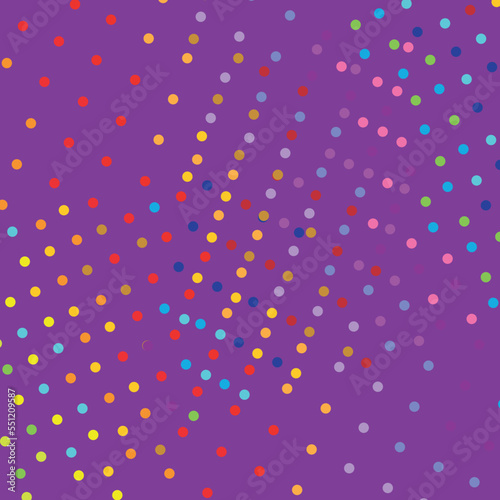 Seamless pattern with color dots on pink background