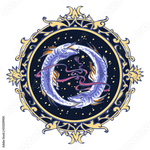 Astrological symbol on white background - Pisces