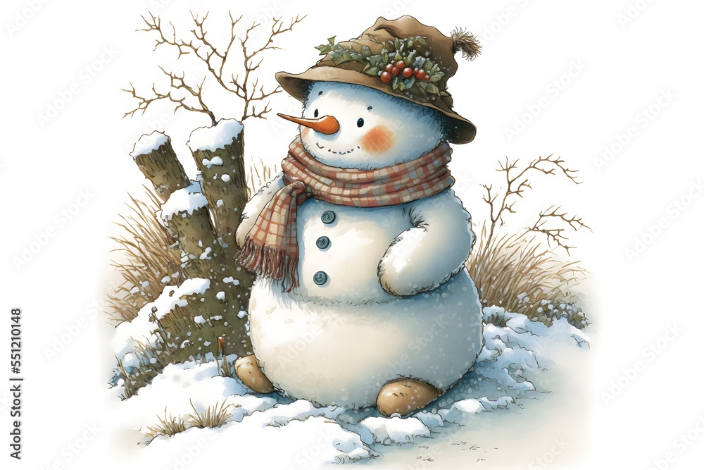 Obraz premium A cute snowman dressed for christmas 