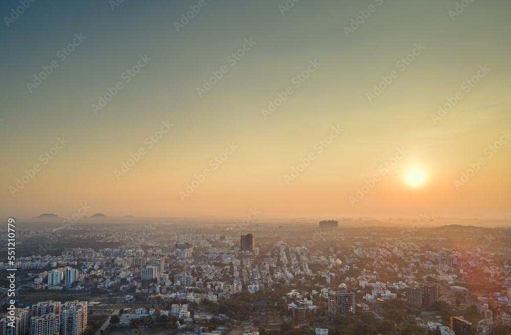 Cityscape of Pune city in India 