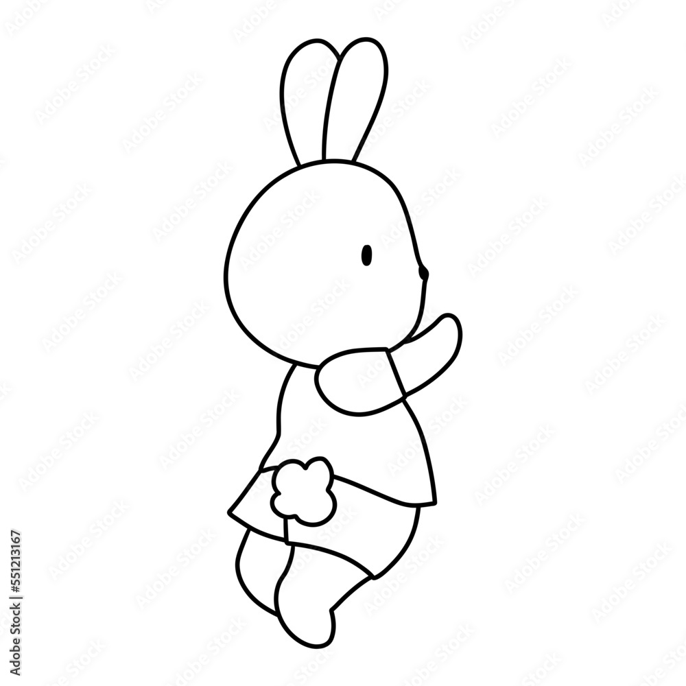 Rabbit character in cute costume, Rabbit Cartoon animal character, hand drawn illustration Rabbit character in cute costume, Rabbit Cartoon animal character, hand drawn illustration