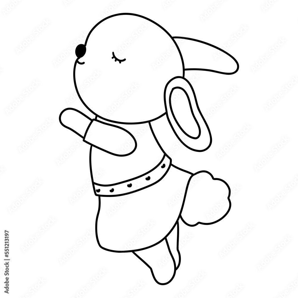 Rabbit character in cute costume, Rabbit Cartoon animal character, hand drawn illustration Rabbit character in cute costume, Rabbit Cartoon animal character, hand drawn illustration