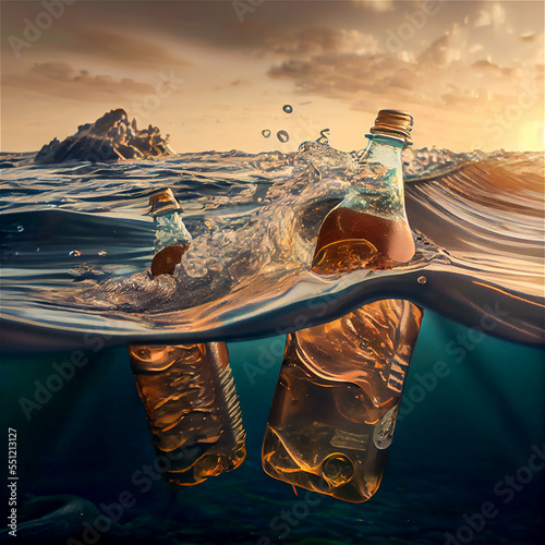 Plastic polluted sea
