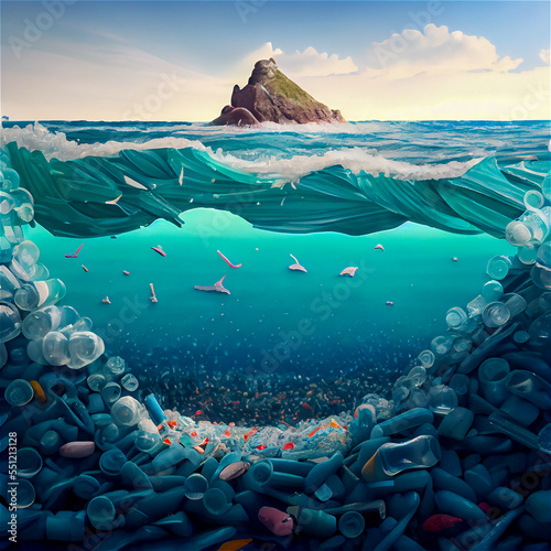 Plastic polluted sea