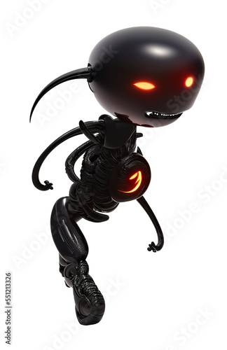 Robot illustration transparent background png sci-fi fantasy scifi isolated digital art concept artwork android character graphic design futuristic 3d style technology 