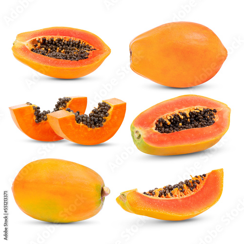 Fotografie set of papaya on transparent png