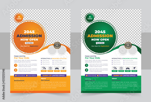 Creative and modern online school kids education admission flyer poster template design