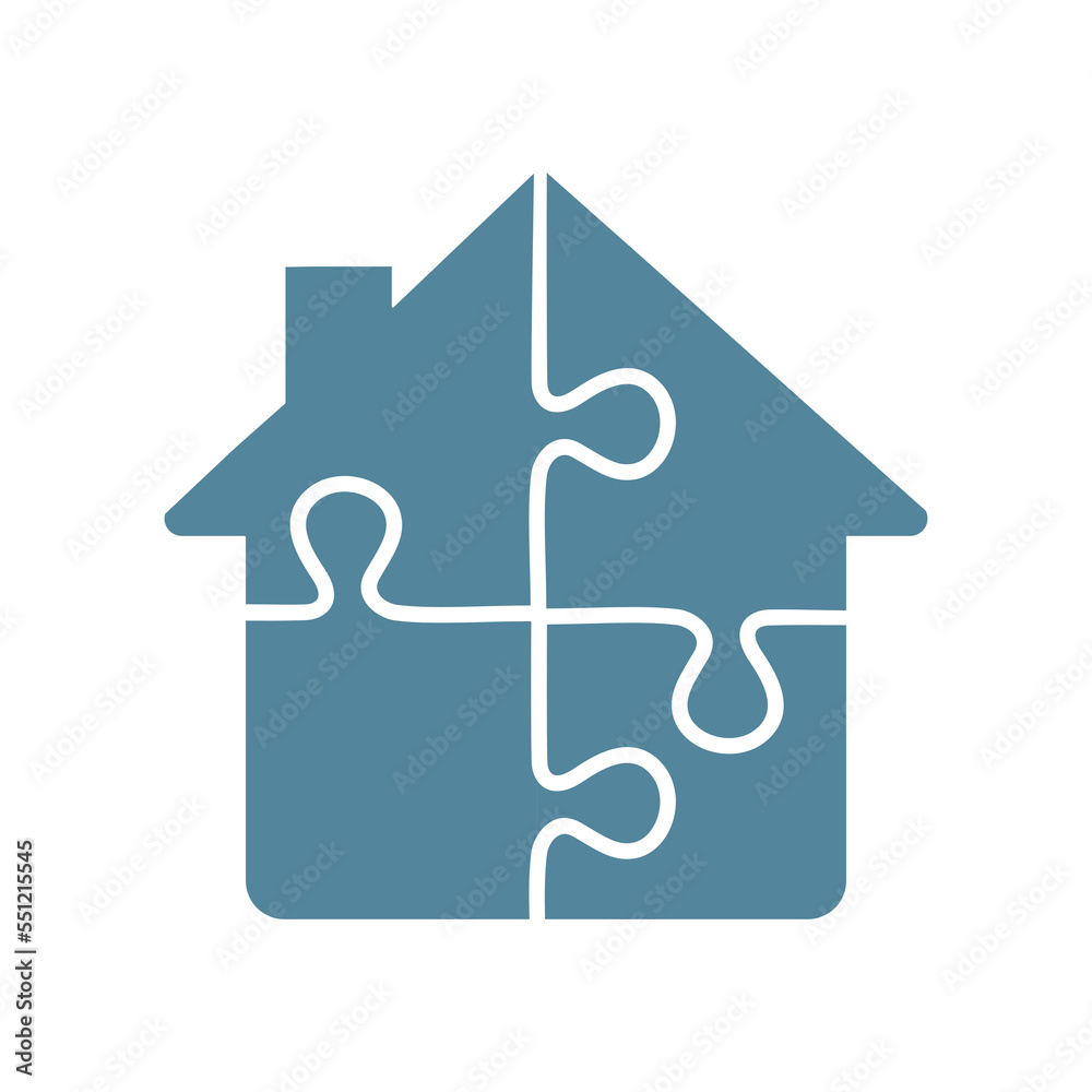 Puzzle house icon on transparent background. Puzzle house icon on transparent background.