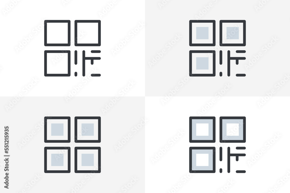 QR Code set icon vector. QR Code bundle sign vector isolated on white background QR Code set icon vector. QR Code bundle sign vector isolated on white background