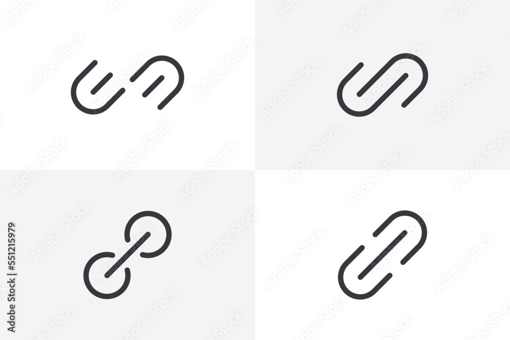 Url link icon set vector. Hyperlink chain website icon bundle vector isolated on white background Url link icon set vector. Hyperlink chain website icon bundle vector isolated on white background