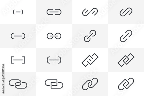 Url link icon set vector. Hyperlink chain website icon bundle vector isolated on white background
