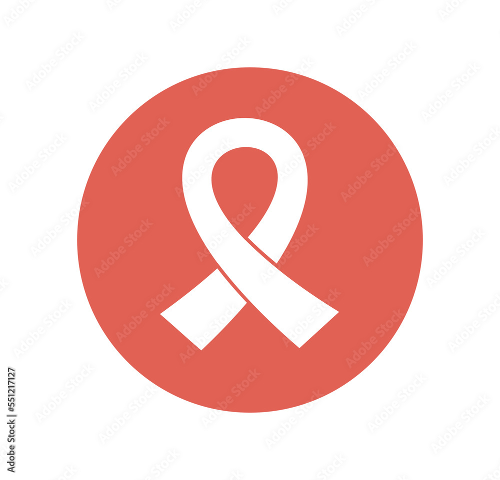 White ribbon icon. International holiday and festival badge, design element for greeting postcard, charity and motivation. Kindness and generosity, blood donation. Cartoon flat vector illustration
