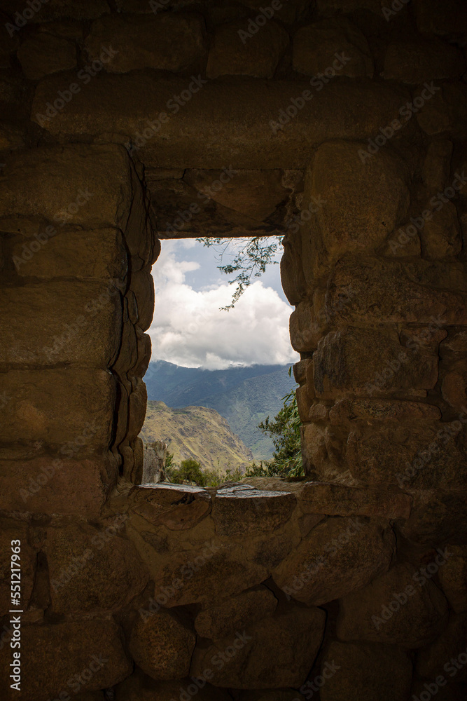 Inca window inside the citadel of Machu Picchu