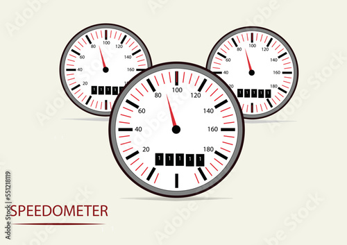 illustration of Triple speedometers in flat style