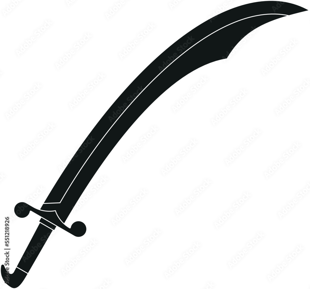 Naklejka premium Single black scimitar flat vector illustration