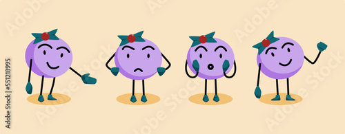 Pack of purple round mascot with cute bow in happy, angry, surprised, excited expressions. Suitable for brand identity, branding, marketing, promotion strategy
